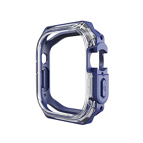 UMCNVV Geeignet für Apple Watch-Gehäuse, 40 mm, 44 mm, 41 mm, 45 mm, 49 mm, Polycarbonat, transparent, Halbpackung, TPU-Uhrengehäuse, Ultra 49 mm (Blau, 49 mm) von UMCNVV