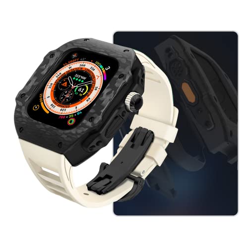 UMCNVV Modifikations-Mod-Kit, für Apple Watch Ultra 49 mm, Karbonfaser-Schutzhülle, Silikonband, für iWatch Serie 9, 8, 7, 45 mm, 44 mm (AW, 45 mm) von UMCNVV