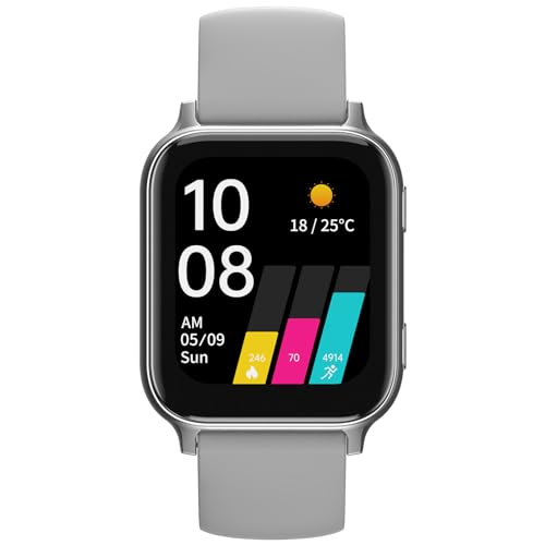 UMIDIGI Uwatch5S Smartwatch, Männer Frauen Smartwatch, 1,7 Zoll Fitness Tracker mit SpO2, Schlafmonitor, Schrittzähler, 5ATM IP68 wasserdichte Sportuhr, 400mAh Akku für Android-Grau von UMIDIGI