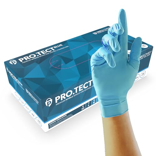 Unigloves PRO.TECT Blue GU0044 Robuste Nitrilhandschuhe, Mehrzweck, puder- und latexfrei, Einweghandschuhe, Box mit 100 Handschuhen, Blau, Größe L von UNIGLOVES