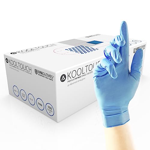 Unigloves gm0041 Kool Touch puderfrei Nitril Handschuhe, X-Small, Blau (100 Stück) von UNIGLOVES