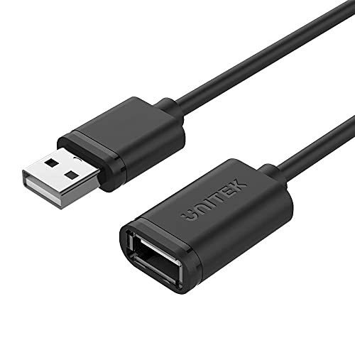 UNITEK Kabel USB 2.0 A Stecker auf USB A Buchse / Verlängerungskabel / 5 Meter, Schwarz / Verlängerung für Drucker, Tastatur, Kartenleser etc. / Y-C418GBK von UNITEK
