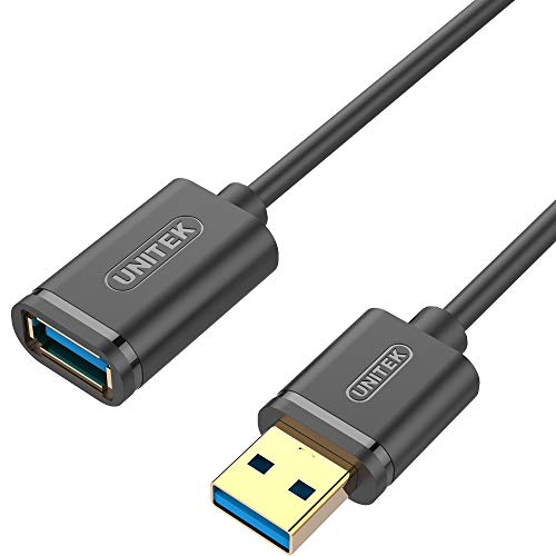 UNITEK Kabel USB 3.0 A Stecker auf USB A Buchse / Verlängerungskabel / 1 Meter, Schwarz / Verlängerung für Drucker, Tastatur, Kartenleser etc. / Y-C457GBK von UNITEK