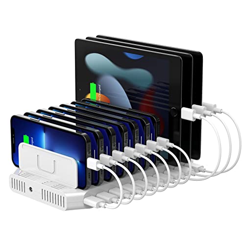 Unitek 60W Handy Ladestation Mehrfach 10 Ports, USB Ladestation für mehrere Geräte mit SmartIC Technik und einstellbaren Teiler für Tablet und Andere USB Geräte von UNITEK