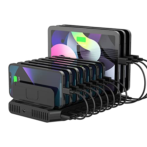 Unitek 60W USB Ladestation 10 Ports, Tablet Multi Ladestation mit QC3.0 und Einstellbaren Teiler für Mehreren USB Geräten von UNITEK