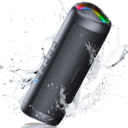 UOHHBOE Bluetooth Lautsprecher Bluetooth 5.3 Tragbarer Musikbox Bluetooth Box mit TWS Stereo RGB Lichter 24 Stunden Laufzeit 30 Meter Bluetooth Reichweite Freisprechfunktion IPX5 Wasserdicht von UOHHBOE