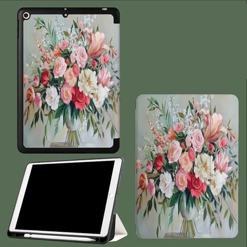 Abstrakte Rose Hülle für iPad Pro 11 (Modell 2022/2021/2020), Schutzhülle mit Trifold Ständer und Stifthalter, Auto Schlafen/Wachen Kompatibel mit iPad Pro 11 Zoll Aquarellpflanzen von UOMSKTY