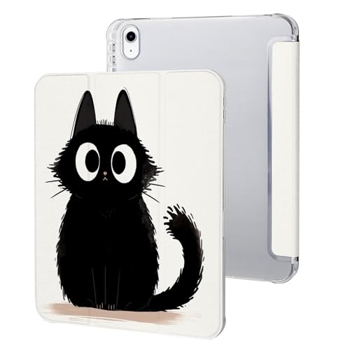 Hülle Kompatibel Mit Ipad 10 Generation 10,9 Zoll 2022, Ipad 10.Hülle Schlank Smart Magnetische Trifold Ständer Case Cover, Auto Schlaf/Aufwach Schutzhülle Schwarze Cartoon-Katze von UOMSKTY