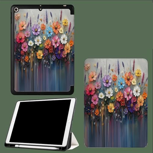 Hülle für iPad 10.Generation 2022,iPad 10,9 Hülle mit Pencil Halter Case mit Ständer Funktion und Auto Schlafen/Wachen Schutzhülle für iPad 10,9 Zoll Abstrakte Blütenblätter von UOMSKTY