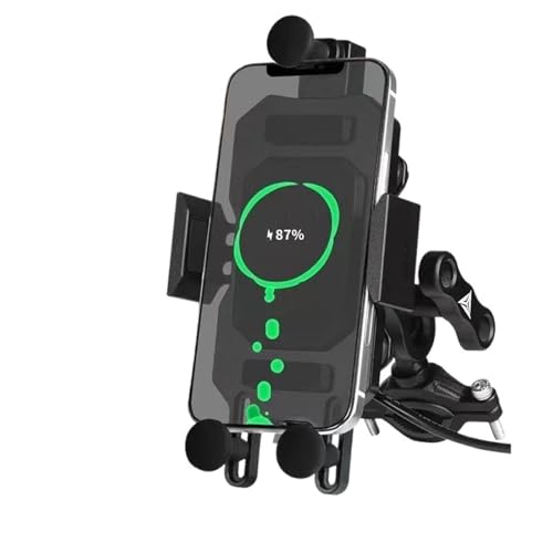 UPGENT Motorrad Halterungen Universal Motorrad Reiten Handy Navigation Halterung Bike Handy Unterstützung Halterung Schnelle Lade Drahtlose Ladegerät GPS Navigationshalterung(B-Charging Handlebar) von UPGENT