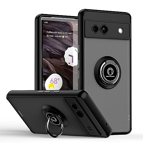 UPLAI Hülle für Google Pixel 7A, Slim Stoßfest Handyhülle Case mit Magnetischer Autohalterung, Prämie PC + TPU Bumper Stilvoll Gefrostet Schutzhülle.(Schwarz) von UPLAI