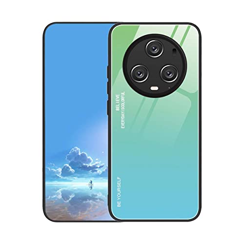 UPLAI Hülle für Honor Magic 5 Pro (Magic5 Pro), Slim Stoßfest Farbverlauf Handyhülle Case, Temperiertes Glas Rücken and Sanft TPU Silikon Bumper Schutzhülle Cover.Jugendgrün von UPLAI