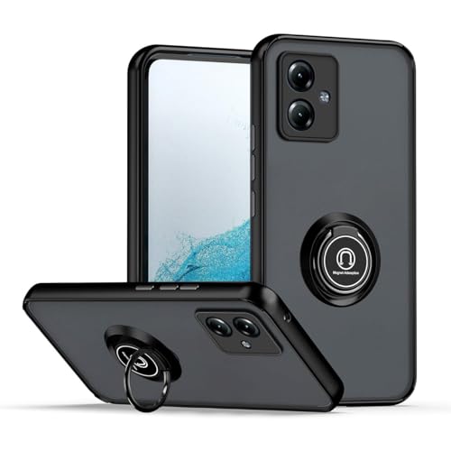 UPLAI Hülle für Motorola Moto G14, Slim Stoßfest Handyhülle Case mit Magnetischer Autohalterung, Prämie PC + TPU Bumper Stilvoll Gefrostet Schutzhülle.(Schwarz) von UPLAI