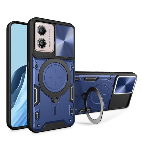 UPLAI Hülle für Motorola Moto G73 5G, Slim Stoßfest Rüstung Handyhülle mit Gleiten Kamera Cover und Magnetisch Ständer, Prämie PC+TPU Dauerhaft Schutzhülle.Blau von UPLAI