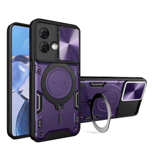 UPLAI Hülle für Motorola Moto G84 5G, Slim Stoßfest Rüstung Handyhülle mit Gleiten Kamera Cover und Magnetisch Ständer, Prämie PC+TPU Dauerhaft Schutzhülle.Dunkelviolett von UPLAI