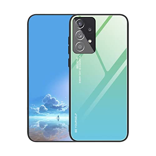 UPLAI Hülle für Samsung Galaxy A52s 5G/Samsung Galaxy A52, Slim Stoßfest Farbverlauf Handyhülle Case, Temperiertes Glas Rücken and Sanft TPU Silikon Bumper Schutzhülle Cover.Jugendgrün von UPLAI