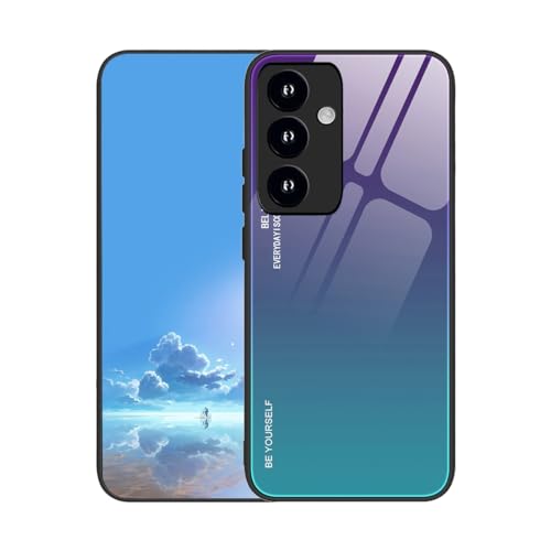 UPLAI Hülle für Samsung Galaxy A54 5G, Slim Stoßfest Farbverlauf Handyhülle Case, Temperiertes Glas Rücken and Sanft TPU Silikon Bumper Schutzhülle Cover.Lila Grün von UPLAI