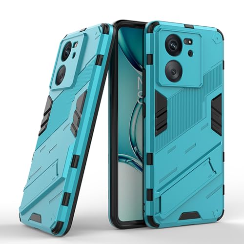 UPLAI Hülle für Xiaomi 13T 5G/Xiaomi 13T Pro 5G, Slim Stoßfest Silikon TPU Handyhülle mit Versteckte Standfunktion, Prämie Hart PC Dauerhaft Rüstung Schutzhülle.Blau von UPLAI