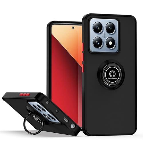 UPLAI Hülle für Xiaomi 14T 5G, Slim Stoßfest Handyhülle Case mit Magnetischer Autohalterung, Prämie PC + TPU Bumper Stilvoll Gefrostet Schutzhülle.(Schwarz Rot) von UPLAI