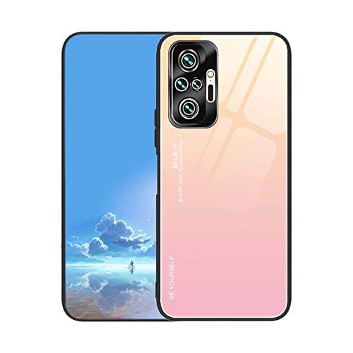 UPLAI Hülle für Xiaomi Redmi Note 10 Pro 4G, Slim Stoßfest Farbverlauf Handyhülle Case, Temperiertes Glas Rücken and Sanft TPU Silikon Bumper Schutzhülle Cover.Rosa von UPLAI