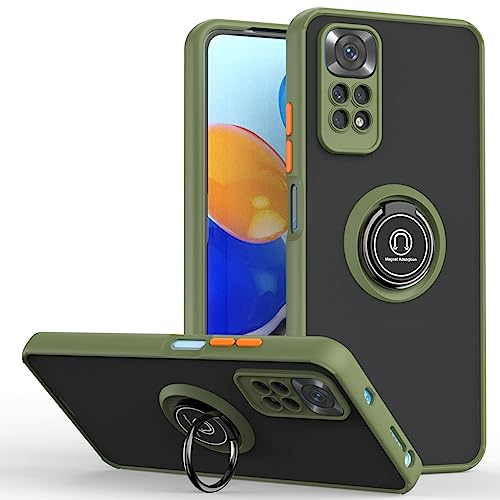 UPLAI Hülle für Xiaomi Redmi Note 12 Pro 4G, Slim Stoßfest Handyhülle Case mit Magnetischer Autohalterung, Prämie PC + TPU Bumper Stilvoll Gefrostet Schutzhülle.(Armeegrün) von UPLAI