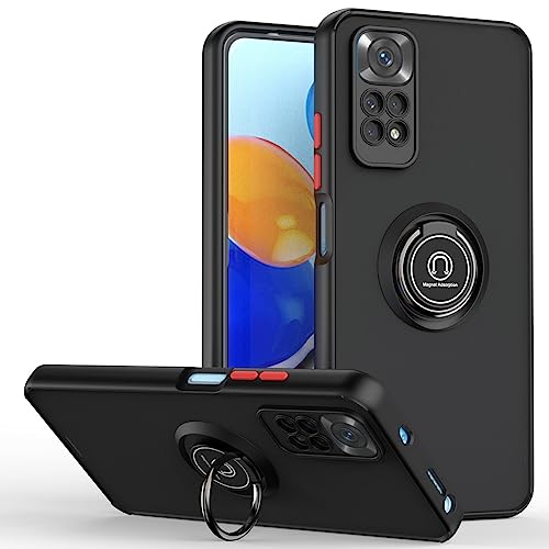 UPLAI Hülle für Xiaomi Redmi Note 12 Pro 4G, Slim Stoßfest Handyhülle Case mit Magnetischer Autohalterung, Prämie PC + TPU Bumper Stilvoll Gefrostet Schutzhülle.(Schwarz Rot) von UPLAI