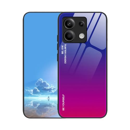 UPLAI Hülle für Xiaomi Redmi Note 13 Pro 5G, Slim Stoßfest Farbverlauf Handyhülle Case, Temperiertes Glas Rücken and Sanft TPU Silikon Bumper Schutzhülle Cover.Blau Rot von UPLAI