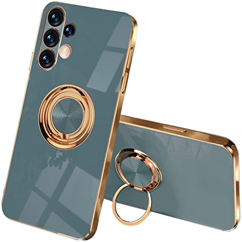 UPLAI Stilvoll Hülle für Samsung Galaxy A13 4G, Slim Stoßfest Galvanik-Design Handyhülle Case mit Ringhalter, Sanft TPU Silikon Bumper Schutzhülle Cover.Grau von UPLAI