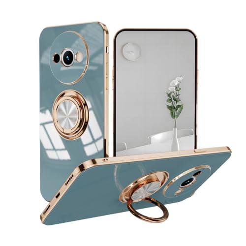 UPLAI Stilvoll Hülle für Xiaomi Redmi A3 4G, Slim Stoßfest Galvanik-Design Handyhülle Case mit Ringhalter, Sanft TPU Silikon Bumper Schutzhülle Cover.Grau von UPLAI