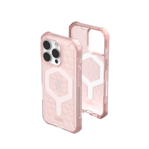 URBAN ARMOR GEAR Essential Armor MS Case kompatibel mit Apple iPhone 16 Pro Hülle (50% recyceltes Material, Wireless Charging/Magnetisches Laden optimiert, 4,6m Fallschutz) Rose (transparent) von URBAN ARMOR GEAR