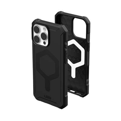 URBAN ARMOR GEAR Essential Armor MS Case kompatibel mit Apple iPhone 16 Pro Max Hülle (50% recyceltes Material, Wireless Charging/Magnetisches Laden optimiert, 4,6m Fallschutz) schwarz von URBAN ARMOR GEAR