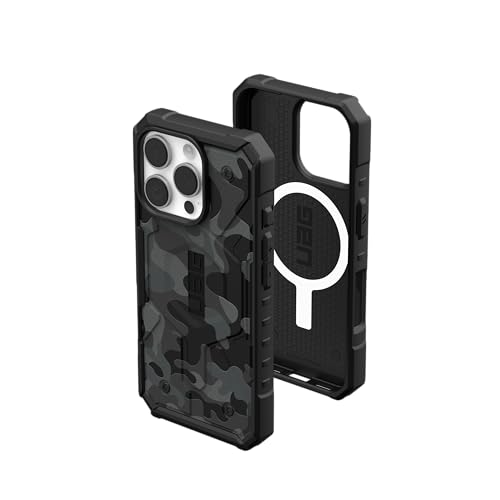 URBAN ARMOR GEAR Pathfinder MS Hülle kompatibel mit Apple iPhone 16 Pro Case (Wireless Charging/Magnetisches Aufladen kompatibel, Fallschutz nach Militärstandard) Midnight camo von URBAN ARMOR GEAR