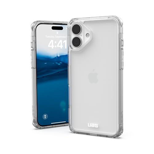 URBAN ARMOR GEAR Plyo Case kompatibel mit Apple iPhone 16 Plus Hülle (Wireless Charging kompatibles Cover, Sturzfeste Air-Soft Ecken, Erhöhter Rand) Ice (transparent) von URBAN ARMOR GEAR