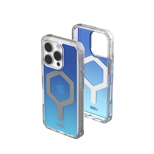 URBAN ARMOR GEAR Plyo MS Case kompatibel mit Apple iPhone 16 Pro Hülle (Wireless Charging/Magnetisches Aufladen kompatibel, Air-Soft Ecken, Erhöhter Rand) blau/transparent/Ombre von URBAN ARMOR GEAR