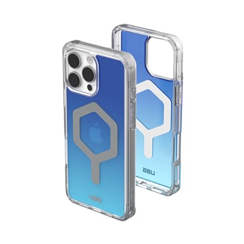 URBAN ARMOR GEAR Plyo MS Case kompatibel mit Apple iPhone 16 Pro Max Hülle (Wireless Charging / Magnetisches Aufladen kompatibel, Air-Soft Ecken, Erhöhter Rand) blau / transparent / ombre von URBAN ARMOR GEAR