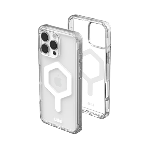 URBAN ARMOR GEAR Plyo MS Case kompatibel mit Apple iPhone 16 Pro Max Hülle (Wireless Charging/Magnetisches Aufladen kompatibel, Sturzfeste Air-Soft Ecken, Erhöhter Rand) Ice (transparent) / weiß von URBAN ARMOR GEAR