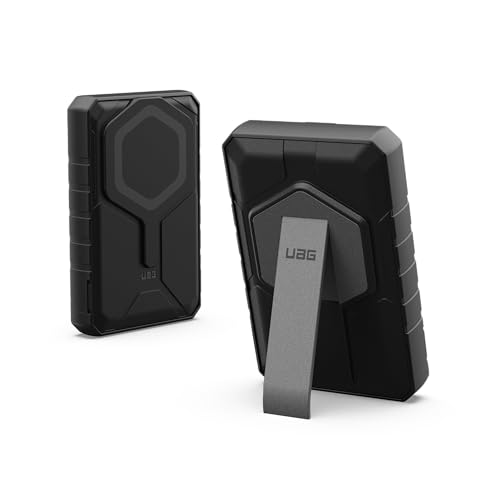 URBAN ARMOR GEAR Rugged Powerbank magnetisch (10.000 mAh, Integrierter Ständer, IPX6 wasserdicht, Inkl. 120cm USB-C auf USB-C Ladekabel) Schwarz / Grau von URBAN ARMOR GEAR