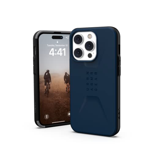 Urban Armor Gear UAG Civilian Hülle kompatibel mit Apple iPhone 14 Pro [Wireless Charging kompatibles Cover, Sturzfeste Handyhülle, Displayschutz durch erhöhten Rand] blau, 114042115555 von URBAN ARMOR GEAR