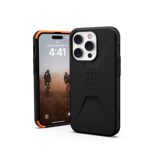 Urban Armor Gear UAG Civilian Hülle kompatibel mit Apple iPhone 14 Pro [Wireless Charging kompatibles Cover, Sturzfeste Handyhülle, Displayschutz durch erhöhten Rand] schwarz, 114042114040 von URBAN ARMOR GEAR