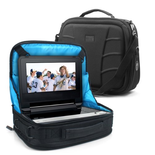 Tasche für tragbare, portable DVD-Player zum Befestigen am Autositz von USA Gear: Aufbewahrungstasche mit Zubehörfach zum einfachen Ambringen an der Kopfstütze des Vordersitzes im Auto, passend für Bildschirmgrößen von 7 Zoll bis 10 Zoll von USA Gear