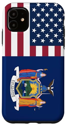 Hülle für iPhone 11 New York and USA Flags: Americans Honor and Pride von USA Love Pride Merch