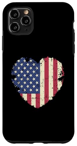 Hülle für iPhone 11 Pro Max Herz mit USA-Flagge von USA United States America stars and stribes