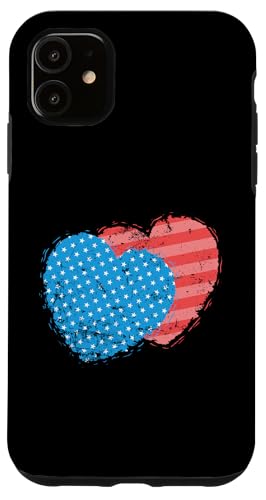 Hülle für iPhone 11 USA zwei Herzen von USA United States America stars and stribes