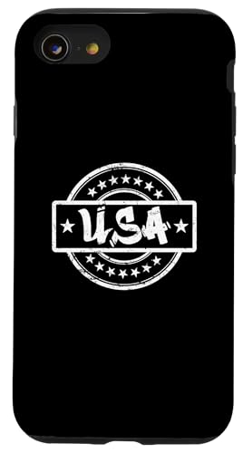 Hülle für iPhone SE (2020) / 7 / 8 Rundes Design in den USA von USA United States America stars and stribes