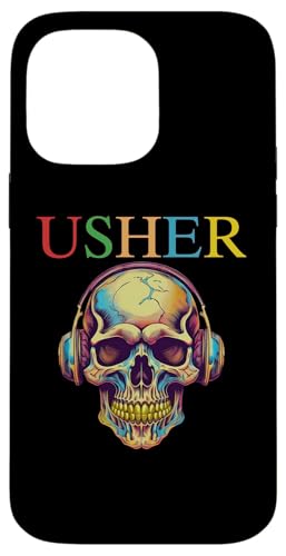 Hülle für iPhone 14 Pro Max USHER Vintage Hiphop Musik Totenkopf Kopfhörer Vintage Design von USHER Vintage Hiphop Music skull Headphone