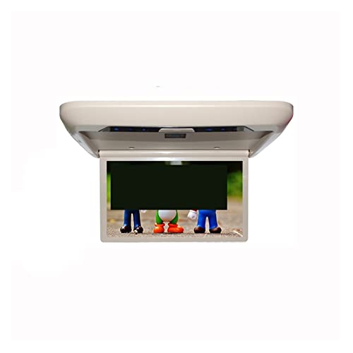 13,3-Zoll-Auto-Videoplayer HD-LCD-Bildschirm Dachmontage-Monitor Flip-Down-Display Auto-Deckenfernseher HDMI FM IR-Lautsprecherverbindung(Color:Beige MirrorLink) von USKI