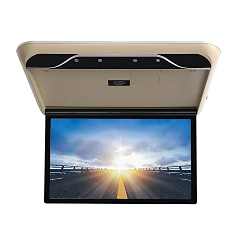 Fahrzeug Video Player 19 Zoll Auto Monitor 1080P Decke Dach Montieren Display HD LCD Bildschirm Tragbare Multimedia TV MP5 FM HDMI USB(Color:19 inch MP5 Beige) von USKI