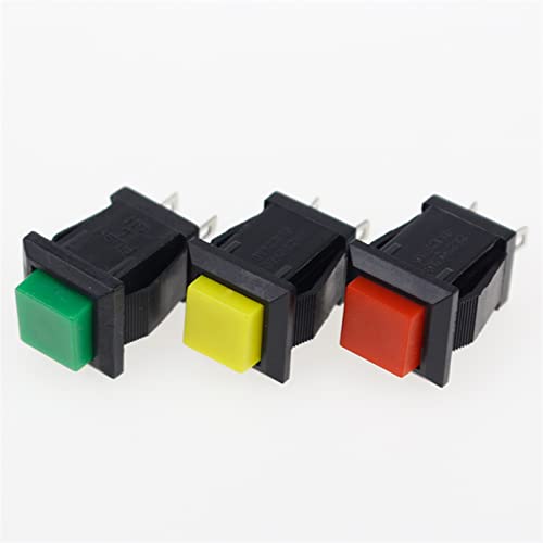 6 Stück Ein-Aus-Taster/Verriegelungsschalter, quadratisch, 2 A 250 V/4 A 125 V Wechselstrom, elektrischer Schalter DS-429 (Farbe: Rot, Größe: Verriegelung)(Yellow,Momentary) von UTDJHWKD