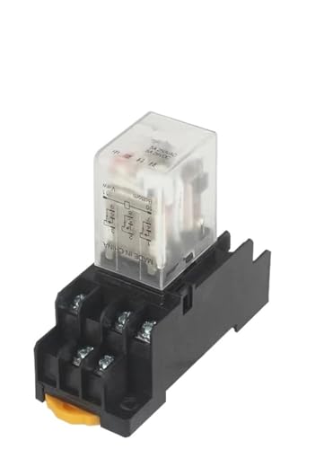 Elektromagnetischer Zwischenrelais mit Spule, 5 Stück, mit Sockel PYF08A HH53P LED 12/24/36 V DC 110/220 V AC (DC (5 Stück), 12 V mit Base) von UTDJHWKD