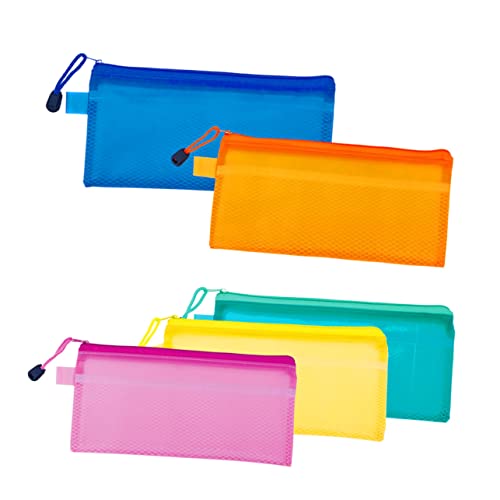 UTHCLO A6 Tragbare Mesh Reißverschluss Tasche Wasserdichte PVC Bleistift Tasche Für Büro Und Schule Wiederverwendbare Aufbewahrungstaschen Zufälligen Farben von UTHCLO